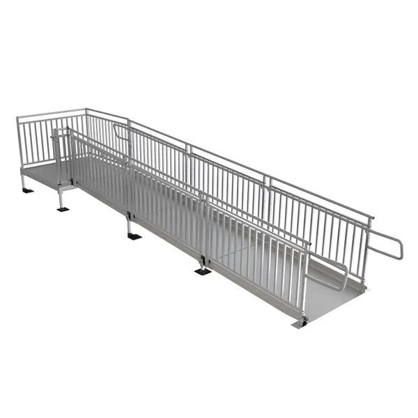 18' L x 4' W EZ-ACCESS® Modular Ramps with Picketed Handrails ...