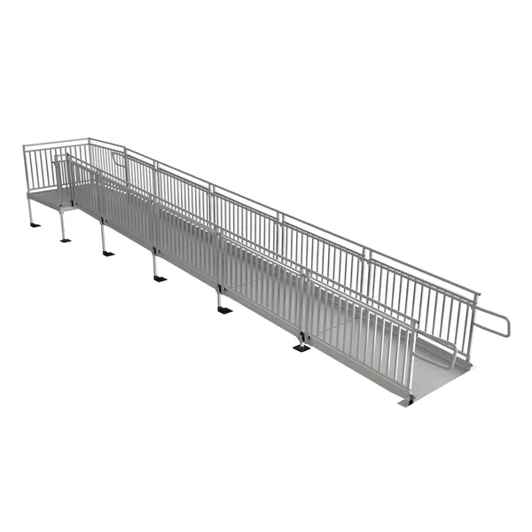 Modular Ramps With Handrail 28' x 4' EZ-ACCESS Modular Ramps with Picketed Handrails | Mobility Mart