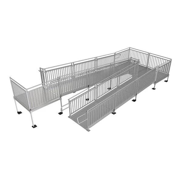 36' L x 4' W EZ-ACCESS® Modular Ramps with Picketed Handrails and ...