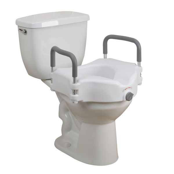 Drive Medical Elevated Raised Toilet Seat with Removable Padded Arms