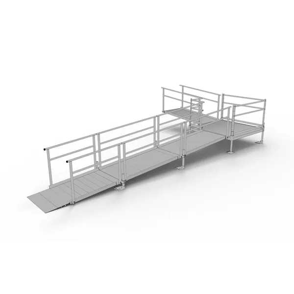 Silver Spring Clearway 22' L-Shaped Modular Ramp with 5' Turn Platform ...