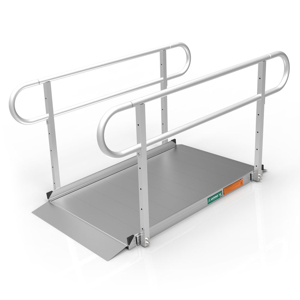 2 Tier Handicap Ramp 5' L x 3' W EZ-ACCESS® GATEWAY™ 3G Aluminum Wheelchair Access Ramp with ...