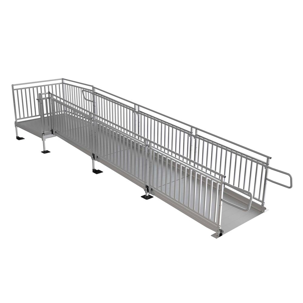 18' L x 4' W EZ-ACCESS® Modular Ramps with Picketed Handrails ...