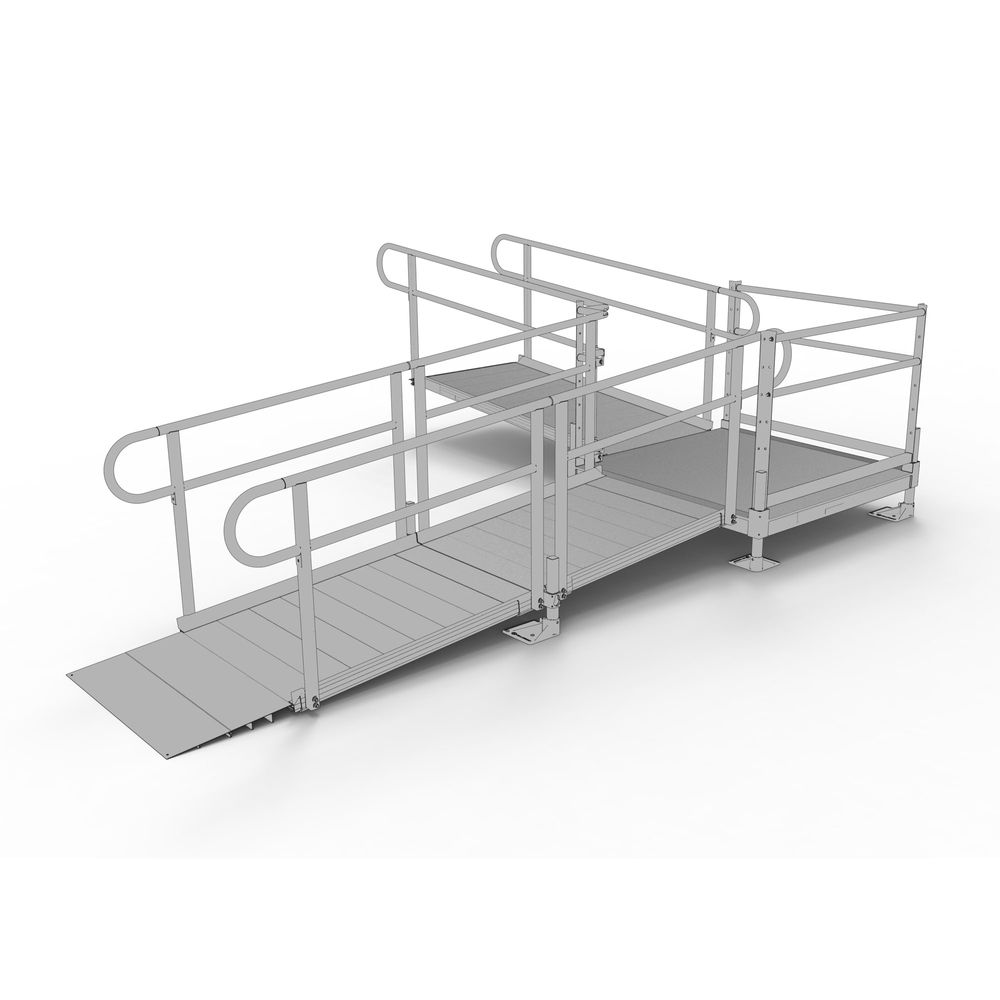 14' EZ-ACCESS® PATHWAY L Modular Ramp Kit w/4' Turn Platform | Mobility ...