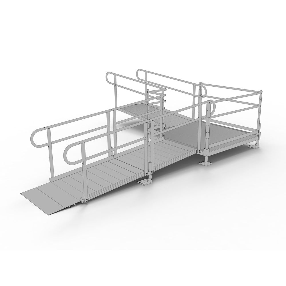 14' EZ-ACCESS® PATHWAY L Modular Ramp Kit w/5' Turn Platform | Mobility ...