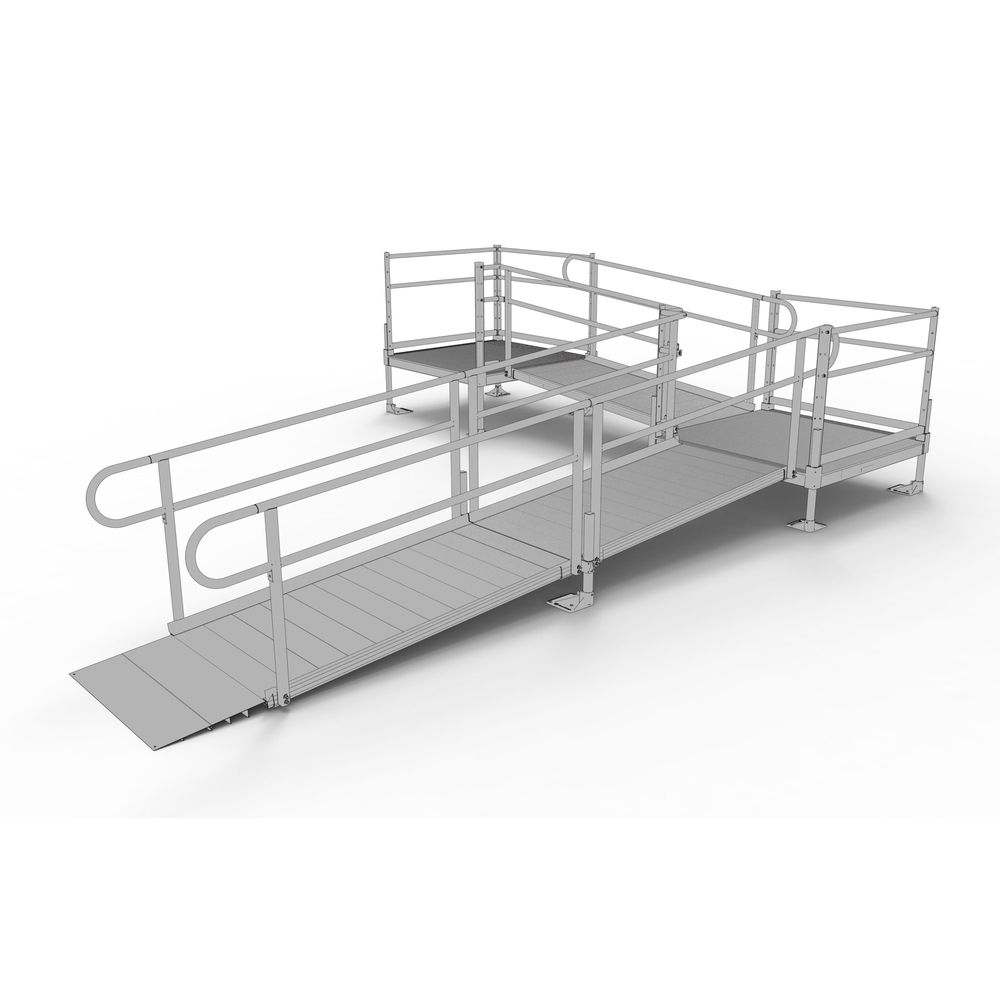 Ss Ramp Platform 18' EZ-ACCESS® PATHWAY L Wheelchair Ramp Kit w/4' Platforms | Mobility Mart