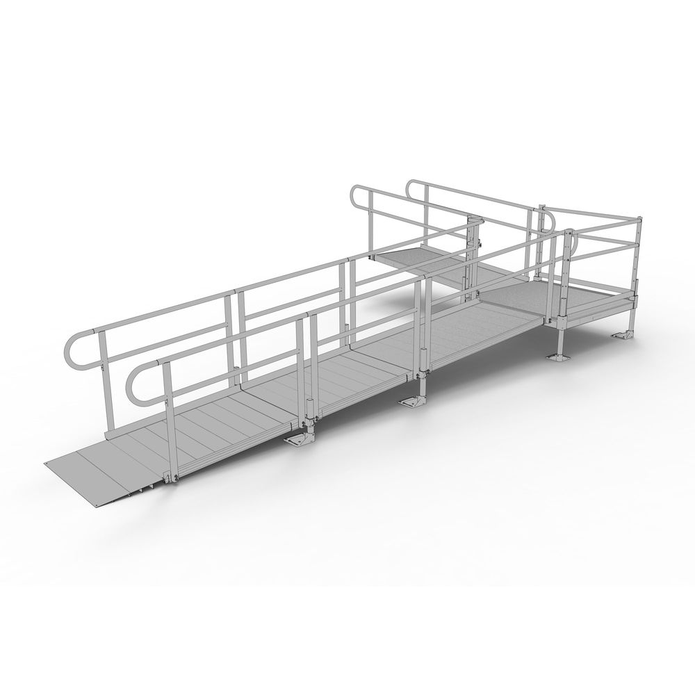 20' EZ-ACCESS® PATHWAY L Modular Ramp Kit w/4' Turn Platform | Mobility ...