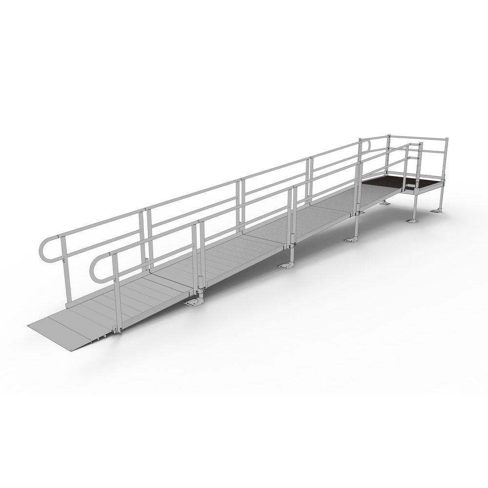 22' EZ-ACCESS® PATHWAY Straight Modular Ramp Kit w/4' Top Platform ...