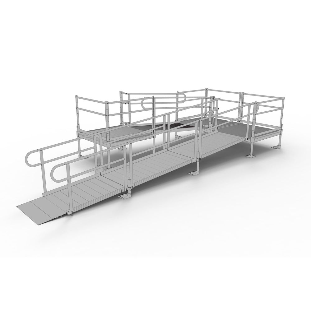 22' EZ-ACCESS® PATHWAY U Wheelchair Ramp Kit w/4' Platforms | Mobility Mart