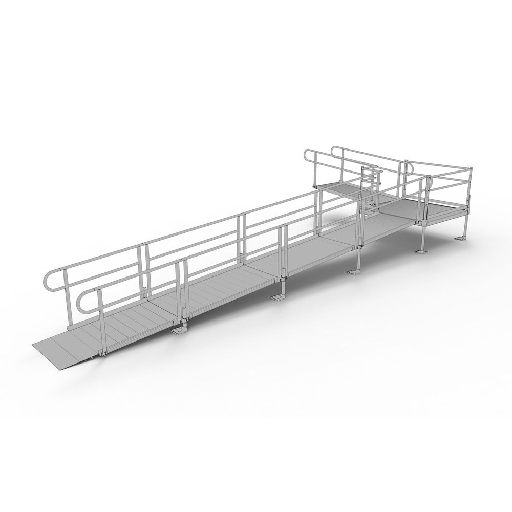 28' EZ-ACCESS® PATHWAY L Modular Ramp Kit w/5' Turn Platform | Mobility ...