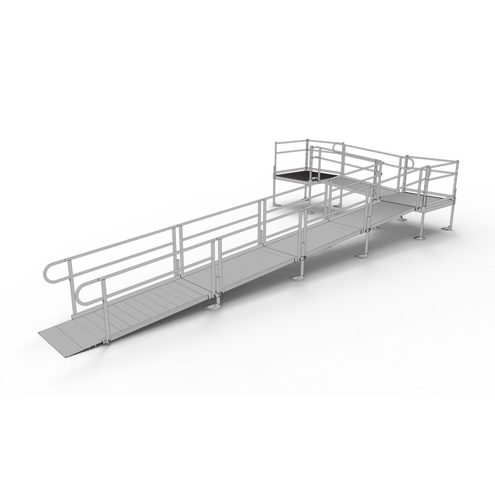 30' EZ-ACCESS® PATHWAY L Wheelchair Ramp Kit w/4' Platforms | Mobility Mart