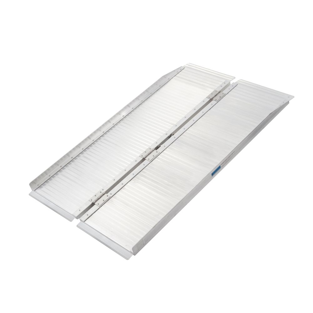 Machine Mart Ramps 4’ L x 29” W Silver Spring Aluminum Single-Fold Anti-Skid Wheelchair ...