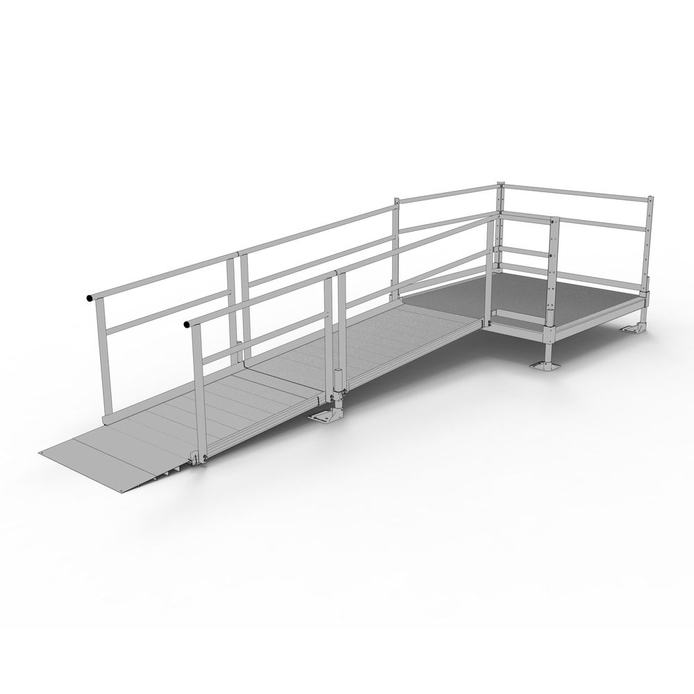 Silver Stage Ramp 11' Silver Spring Clearway Side Straight Ramp, 5' Platform | Mobility Mart