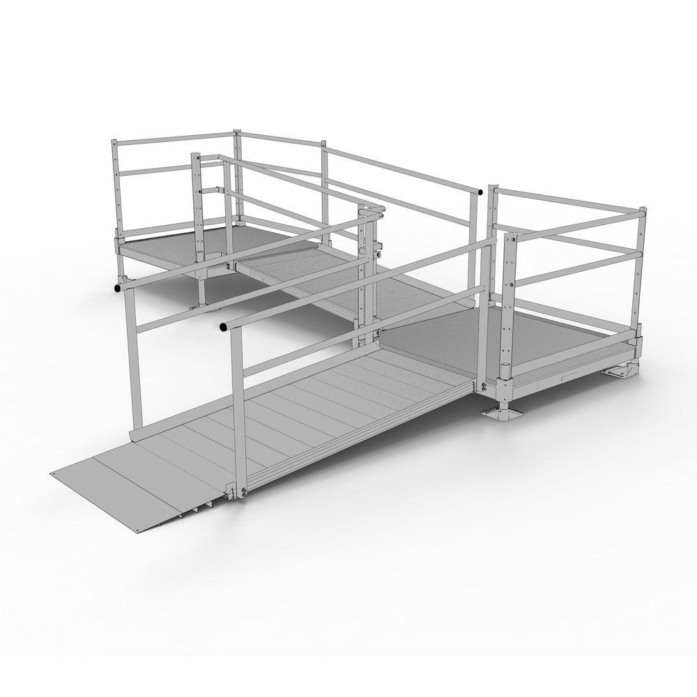 4 Storey Ramp Silver Spring Clearway 12' L-Shaped Modular Ramp with 4' Platform and ...