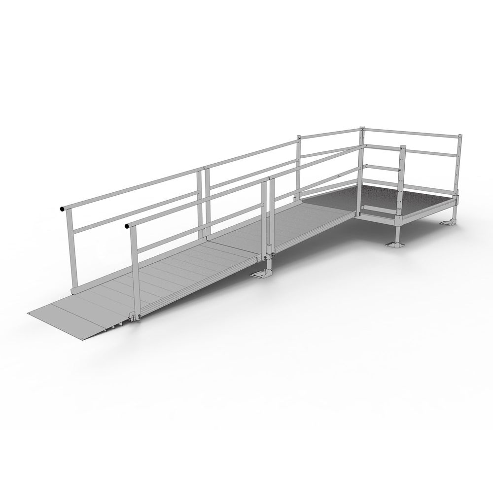 Silver Ramp 12' Silver Spring Clearway Side Straight Ramp, 5' Platform | Mobility Mart