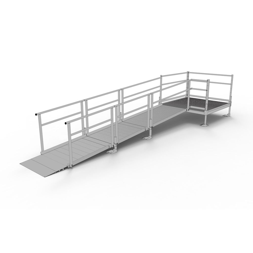 Silver Ramp 14' Silver Spring Clearway Side Straight Ramp, 5' Platform | Mobility Mart