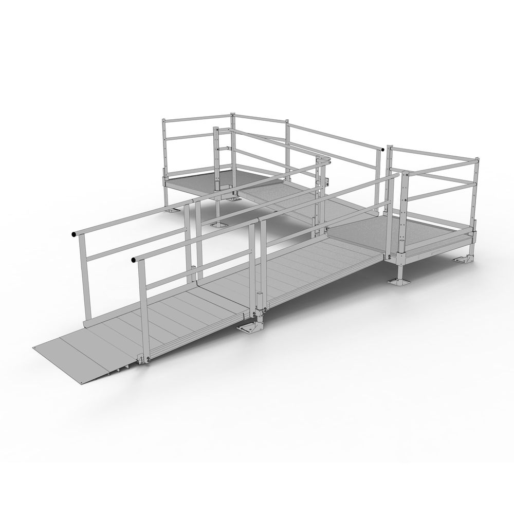 Silver Spring Clearway 16' L-Shaped Modular Ramp with 4' Platform and ...