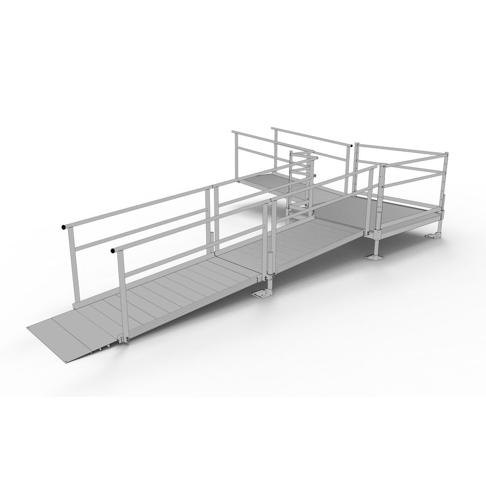 Ss Ramp Platform Silver Spring Clearway 18' L-Shape Modular Ramp, 5' Platform | Mobility ...