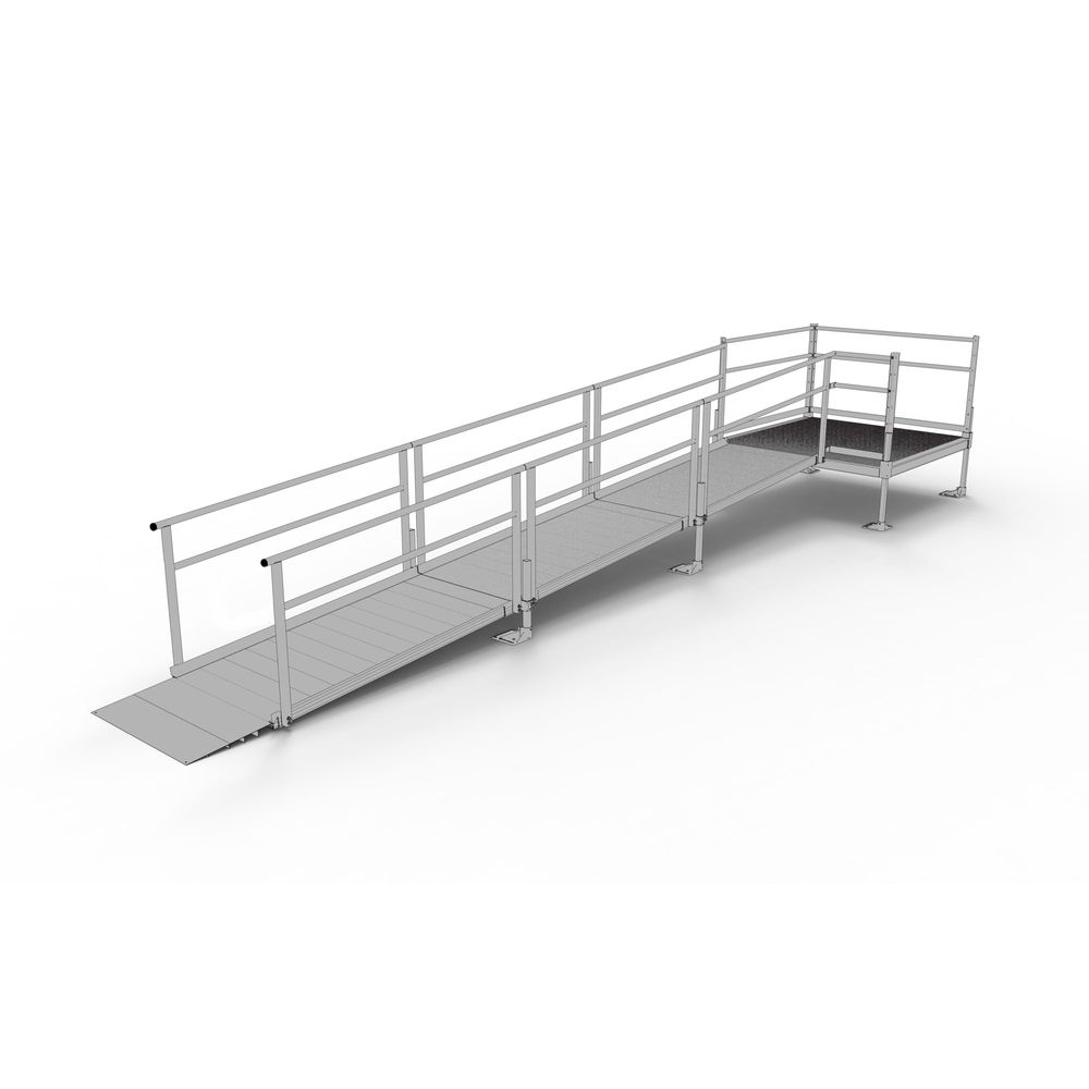 Silver Ramp 18' Silver Spring Clearway Side Straight Ramp, 5' Platform | Mobility Mart