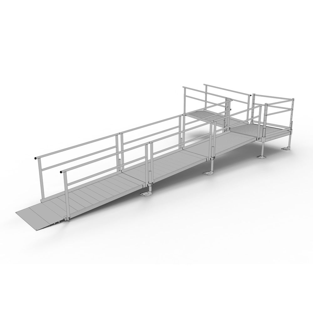 Rpll Ramp T4 Silver Spring Clearway 24' L-Shape Modular Ramp, 4' Platform | Mobility ...